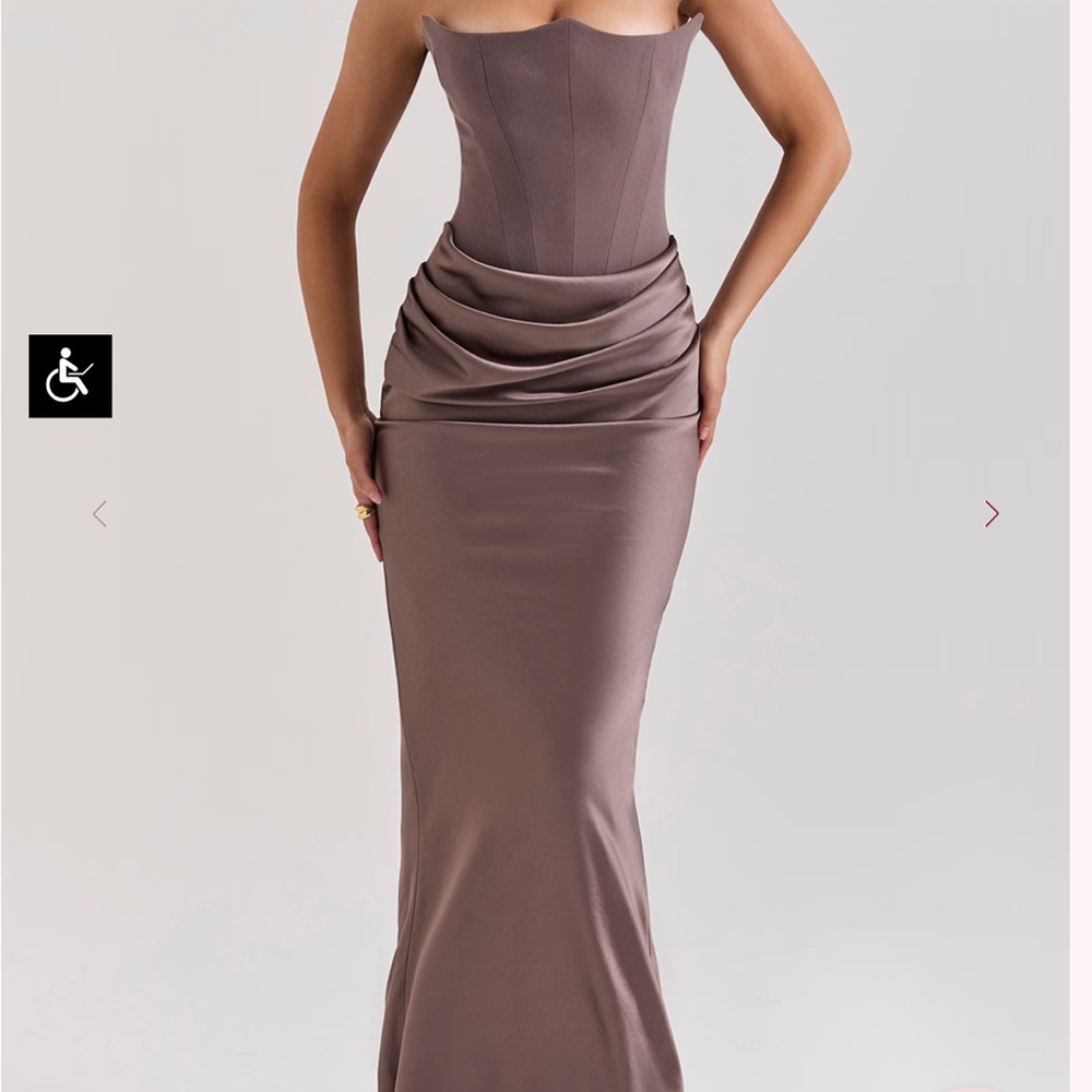 Persephone Smoke Strapless Corset Maxi Dress SIZE: S (REGULAR CUP)